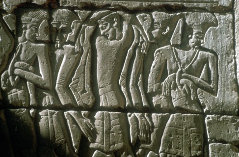 Relief of enemy prisoners, Temple of Rameses III, Medinat Habu, Egypt, c12th century BC. Artist: Unknown
