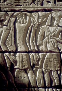 Relief of enemy prisoners, Temple of Rameses III, Medinat Habu, Egypt, c12th century BC. Artist: Unknown