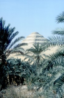 Step Pyramid (behind palms) of King Djoser, Saqqara, Egypt, 3rd Dynasty, c2600 BC. Artist: Imhotep