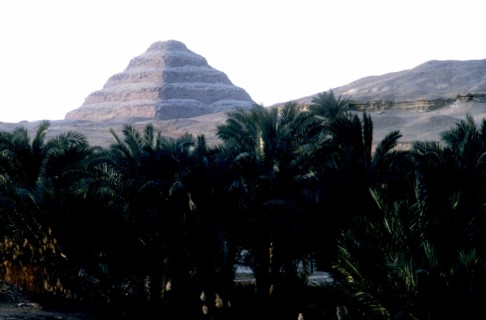 Step Pyramid of King Djoser behind the Nile's flood plain, Saqqara, Egypt, 3rd Dynasty, c2600 BC. Artist: Imhotep