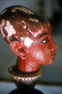 Head of Tutankhamun as a child emerging from a lotus flower. Artist: Unknown