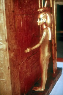 Selket protective goddess guarding the Canopic Shrine, Tomb of Tutankhamun, Cairo. Artist: Unknown