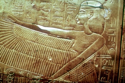 Protective goddess on the golden canopic shrine, Tomb of Tutankhamun, Cairo. Artist: Unknown