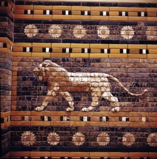 Brick relief of a lion on the walls of the Sacred Way leading to the Ishtar Gate, Babylon, c580 BC. Artist: Unknown