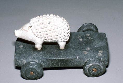 Calcite and bitumen hedgehog mounted on wheeled base, Susa, c12th century BC. Artist: Unknown