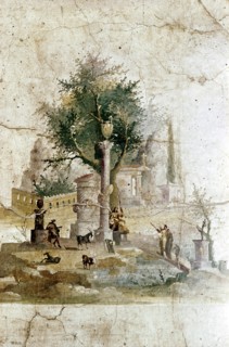 Roman wallpainting of a mythical landscape, Villa of Agrippa Posthumus, near Pompeii, Italy. Artist: Unknown