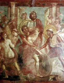 Roman wallpainting of Achilles hiding in Scyros, the House of the Dioscuri, Pompeii.  Creator: Unknown.