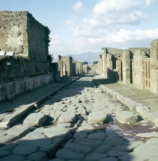 A street in the Roman town of Pompeii, Italy.  Creator: Unknown.