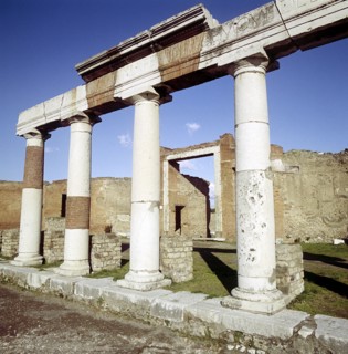 Columns of the Colonnade round the Forum, Pompeii, Italy. Creator: Unknown.