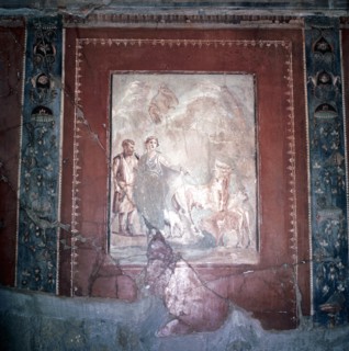 Roman wallpainting of Daedalus, Pasiphae and the Bull, Herculaneum, Italy. Artist: Unknown