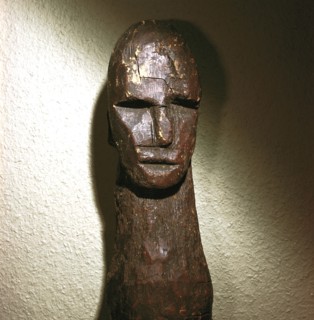 Close-up of Celtic wood male idol, Ralaghan, Co.Cork, Ireland, c1st century BC. Made of oak. Artist: Unknown