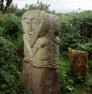 Pagan Celtic stone Janus-head figure, Boa Island, Co.Fermanagh, Ireland. Artist: Unknown