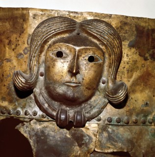 Celtic human head on Bronze cauldron, Rynkeby Bog, Denmark, 4th century BC. Artist: Unknown