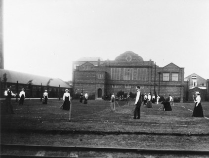 Employees playing tennis, Rowntree Tennis Club, York, Yorkshire, 1900. Artist: Unknown