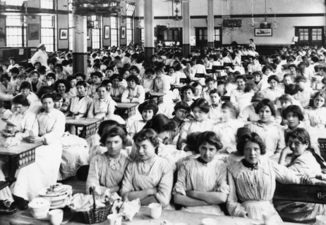 View of the girl?s dining hall, York, Rowntree Factory, Yorkshire, 1910. Artist: Unknown