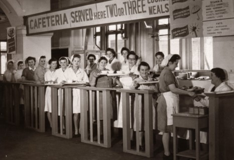 Rowntree cafeteria service, 1946. Artist: Unknown