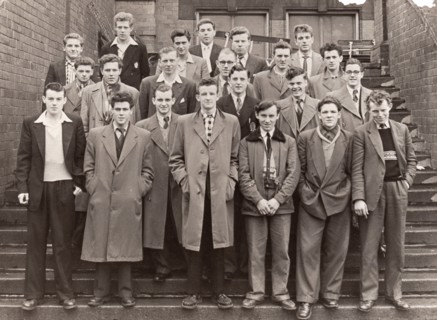 Group photo of staff bound for national service, York, Yorkshire, 1956. Artist: Unknown