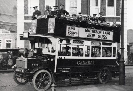 The Rowntree Brass Band on a motor bus in London, after 1904. Artist: Unknown