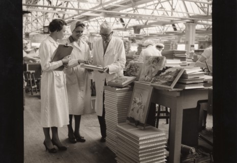 Work study in in the box making department, Rowntree factory, York, Yorkshire, 1954. Artist: Unknown