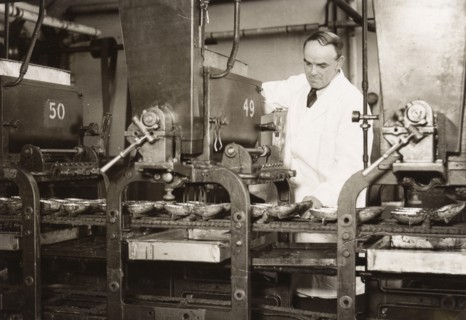 Easter egg moulding machine, Rowntree factory, York, Yorkshire, 1930. Artist: Unknown
