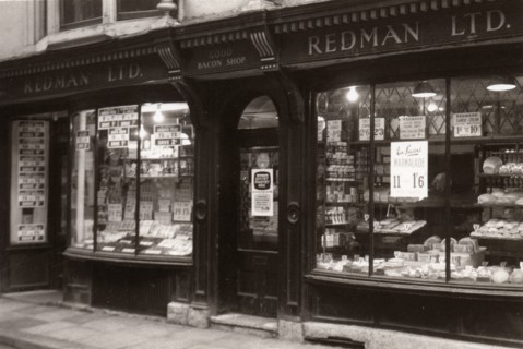 Grocer?s shop front, Pavement, York, Yorkshire, 1963. Artist: Unknown