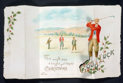 Christmas card with a golfing theme, England, c1900. Artist: Unknown