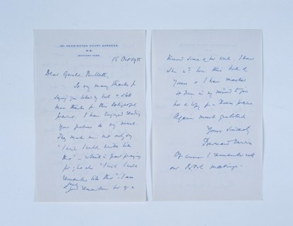 Handwritten letter by Bernard Darwin (1876-1961), London, 1955. Artist: Bernard Darwin