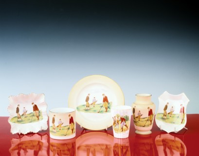 Carlton Ware ceramics with golfing theme, 1920s. Artist: Unknown