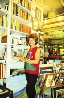Author Sarah Fabian Baddiel at home with some of her golfing collection. Artist: Unknown