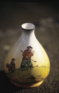 Pot with a golfing theme, British, 1920s. Artist: Unknown