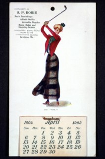Calendar with golfing theme, American, 1902. Artist: Unknown