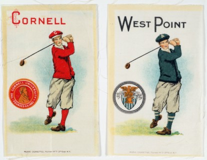 Cigarette cards for Cornell and West Point universities, American, c1900. Artist: Unknown