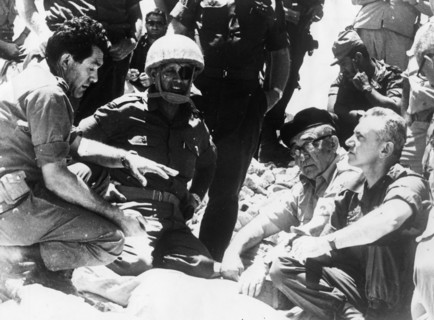 Levi Eshkol (1895-1969), Israeli Prime minister, with General Dayan, 1967. Artist: Unknown