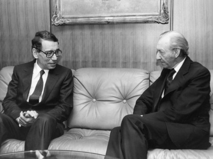 Boutros Boutros Ghali (1922- ) and Kurt Waldheim (1918- ), Secretary Generals of the UN. Artist: Y Nagata