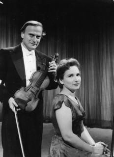 Yehudi Menuhin (1916-1999) with his sister Hephzibah Menuhin (1920-1981), American musicians. Artist: Unknown