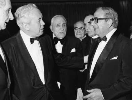 Itzhak Navon (1921- ), President of Israel, with Harold Wilson, Lord Janner and Peter Schnieder. Artist: Unknown