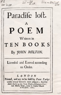 Cover of the 1st edition of 'Paradise Lost', by John Milton, 1661. Artist: John Milton
