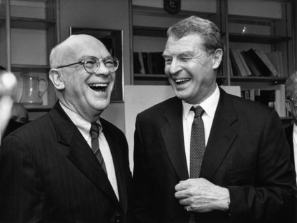 Eric Moonman with Paddy Ashdown (1941- ) Artist: Sidney Harris