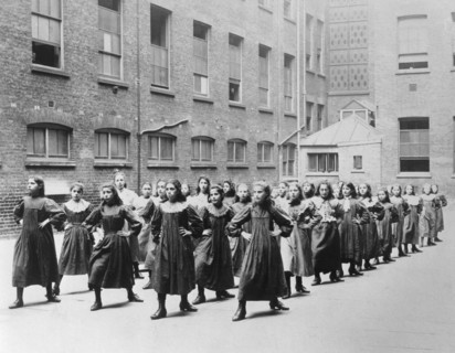 Girls exercising at the Jewish Free School, 1900-1910. Artist: Unknown