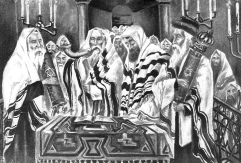 Sounding the shofar, c1910. Artist: Zorza