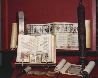 Jewish religious texts for auction at Sotheby's, March 1990. Artist: Sidney Harris