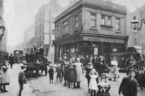 Busy East End street scene, London, 1912. Artist: Unknown