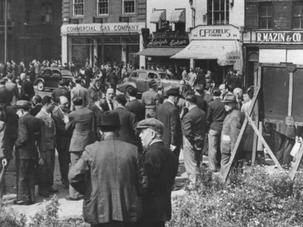 Jewish tailors looking for employment, Whitechapel Road, London, c1940s. Artist: Unknown