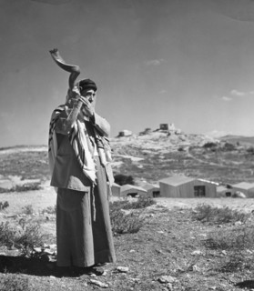 Man sounding a shofar, 1998. Artist: Unknown