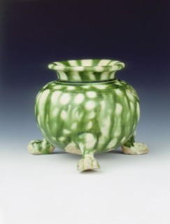 Green lead glazed tripod jar, High Tang period, China, 684-756. Artist: Unknown