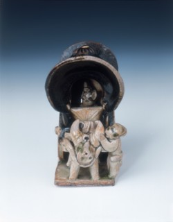 Ox-drawn covered wagon with lady passenger, late Tang dynasty, China, 9th century. Artist: Unknown