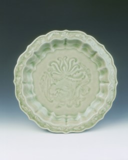 Yaozhou celadon saucer with moulded and carved floral decoration, Jin dynasty, China, 12th century. Artist: Unknown