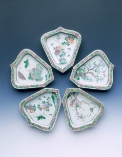 Five dishes of pointed shield shape, Kangxi period, Qing dynasty, China, 1662-1722. Artist: Unknown