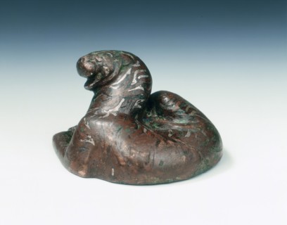 Bronze tiger weight with silver inlays, Western Han dynasty, China, 2nd century BC. Artist: Unknown