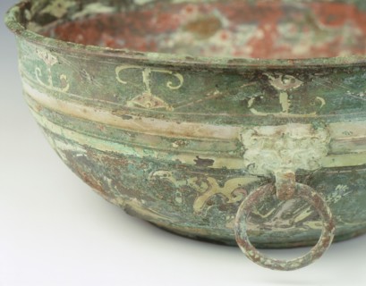 Bronze basin painted with cloud scrolls, Western Han dynasty, China, 2nd century BC. Artist: Unknown